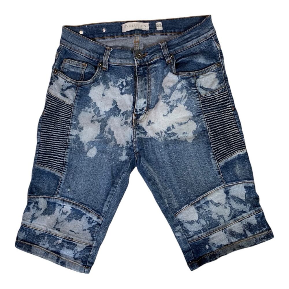 Evolution Men's Size 32 Denim Shorts Distressed Acid Wash Street Wear Jeans